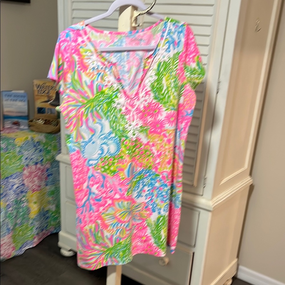 Lilly Pulitzer Vibrant Floral Dress - Pink, Green, Blue